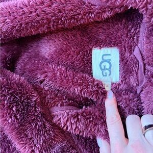 UGG Fuzzy Burgundy Bath Robe